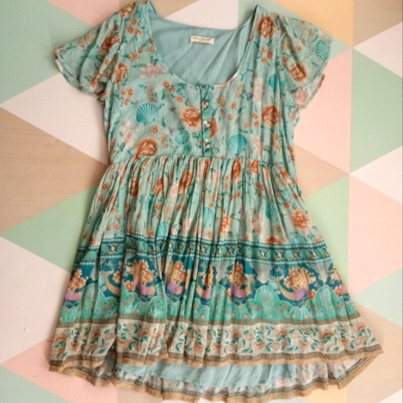 SPELL Mermaid Print Mini Dress Size M NWOT - Picture 3 of 15